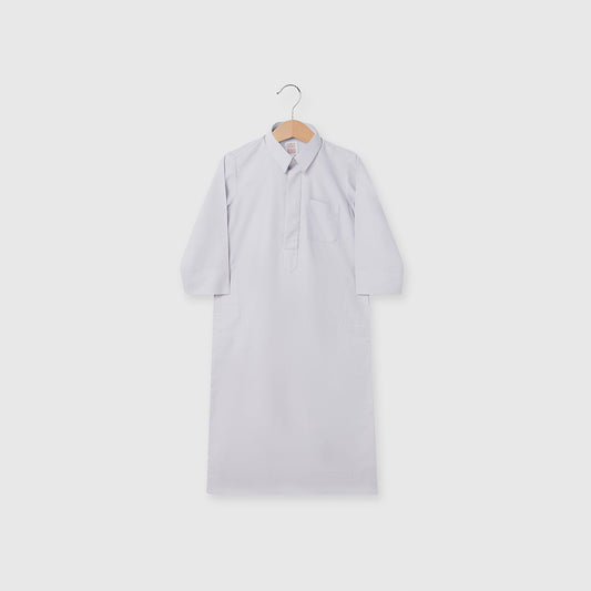 Little Qatari Thobe Collared Grey NB To 12M