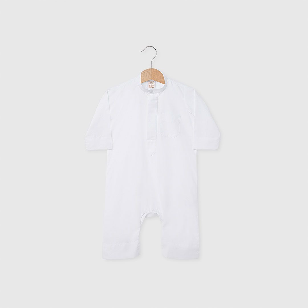 Little Bedoo Onesie Button Collar White NB To 12M