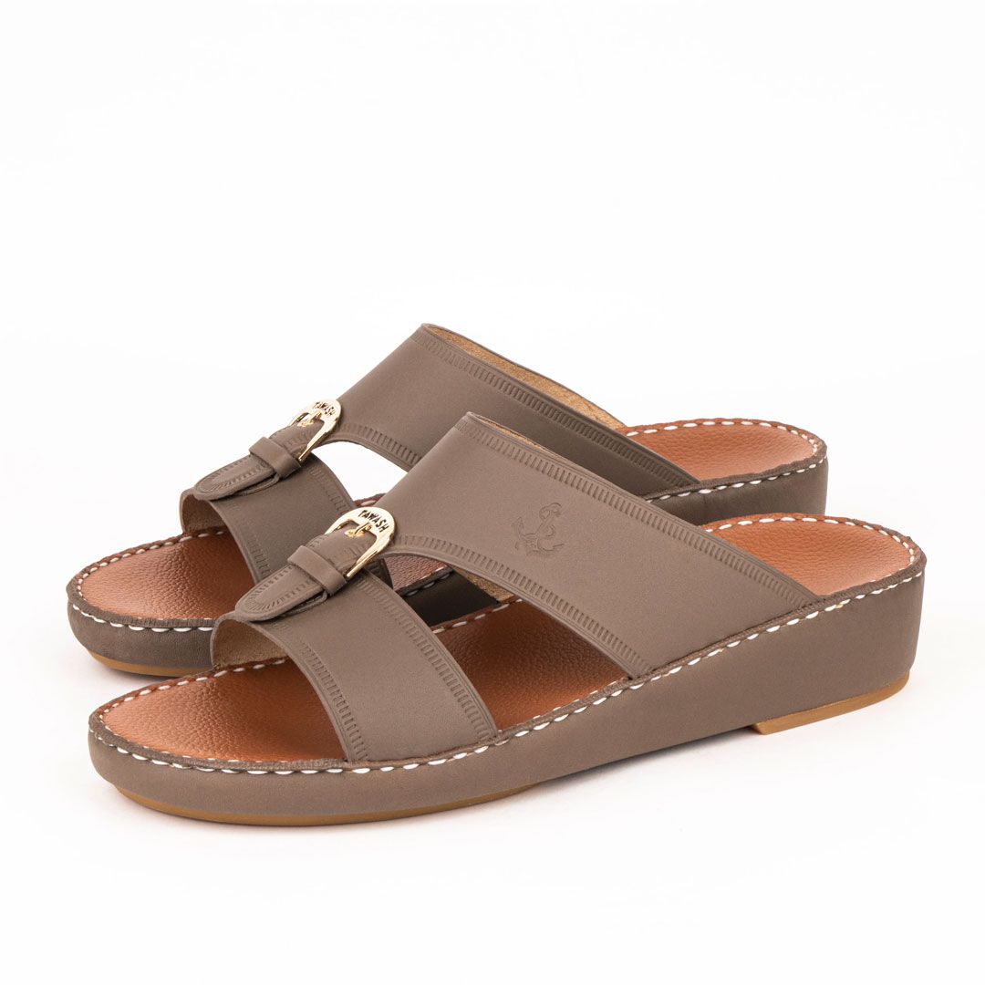 Al Tawash Calf Leather Sandal DK Kaki Color