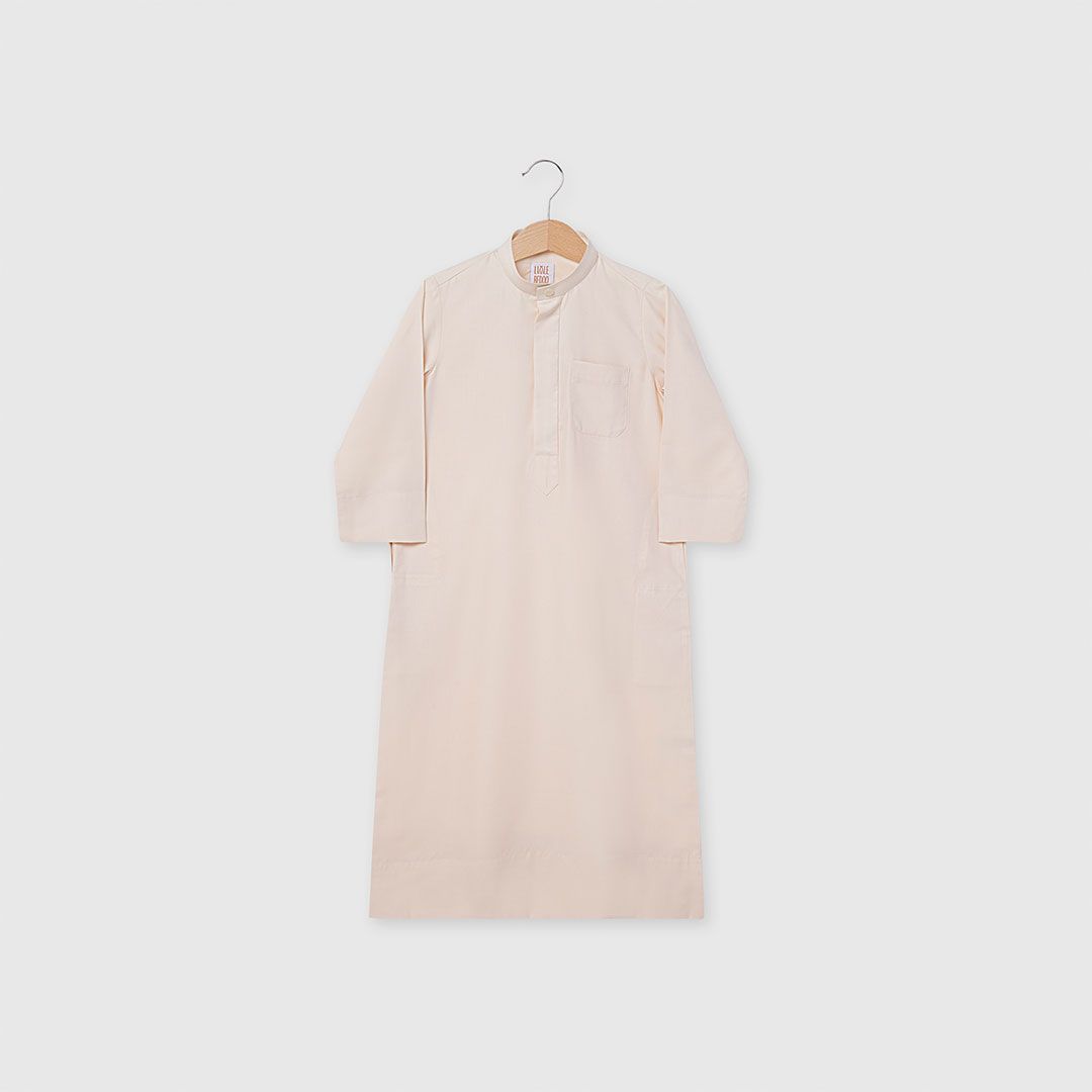 Little Bedoo Thobe Button Collar Beige 5Y To 8Y