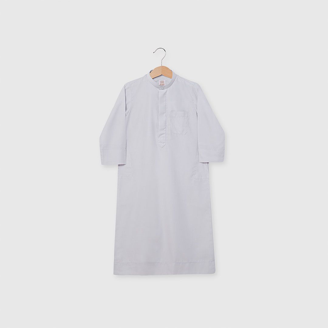 Little Bedoo Thobe Button Collar Grey NB To 12M