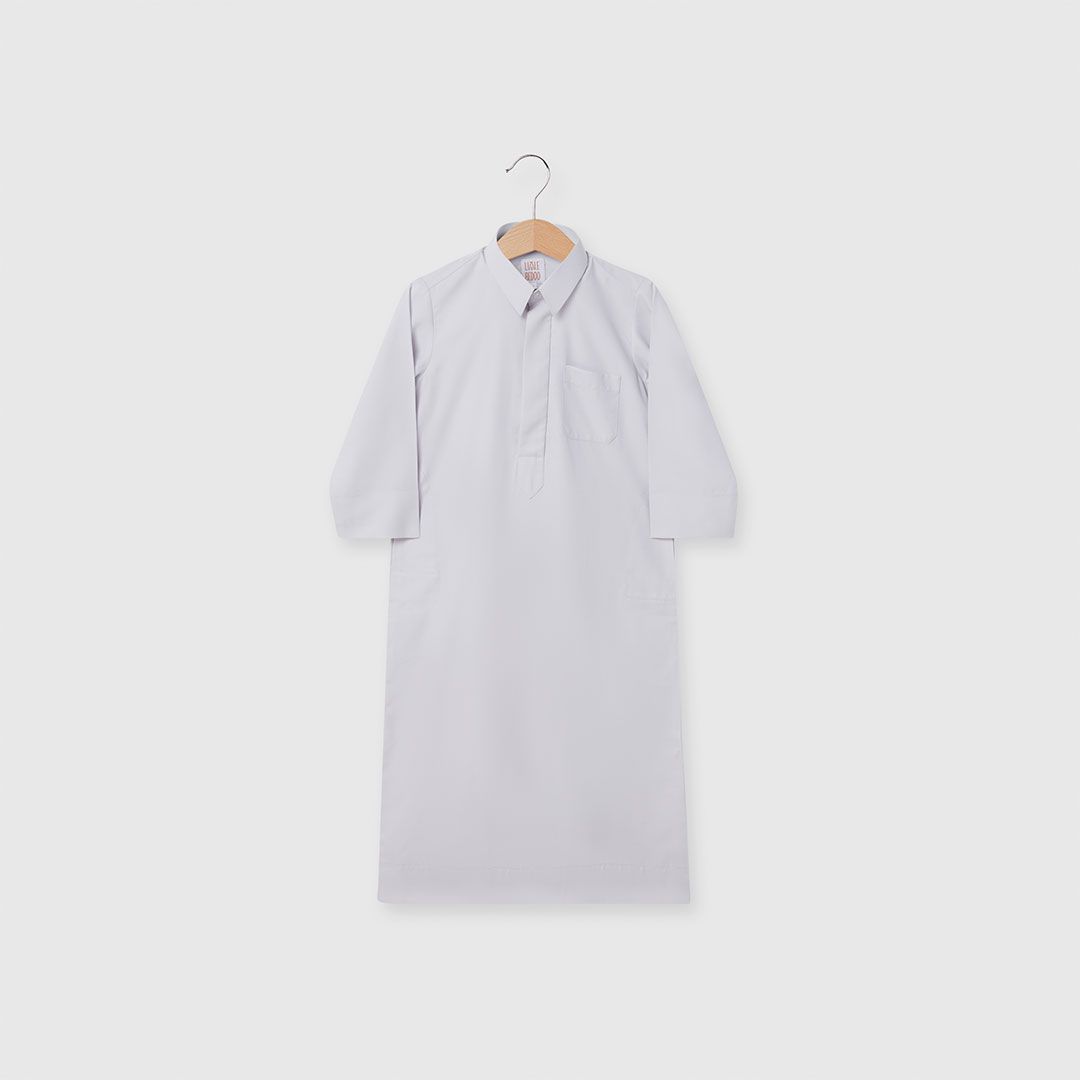 Little Bedoo Qatari Thobe Collared Grey 5Y To 8Y