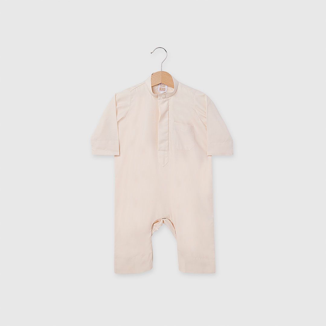Little Bedoo Onesie Button Collar Beige NB To 12M