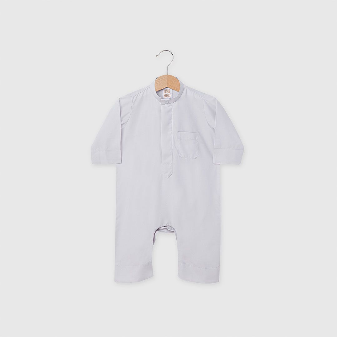 Little Bedoo Onesie Button Collar Grey NB To 12M