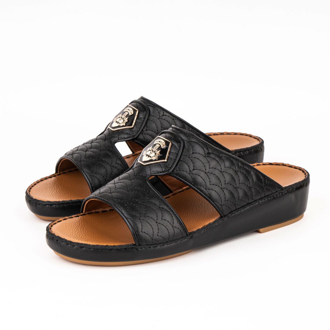 Al Tawash Chanel Stitch Sandal Black Color