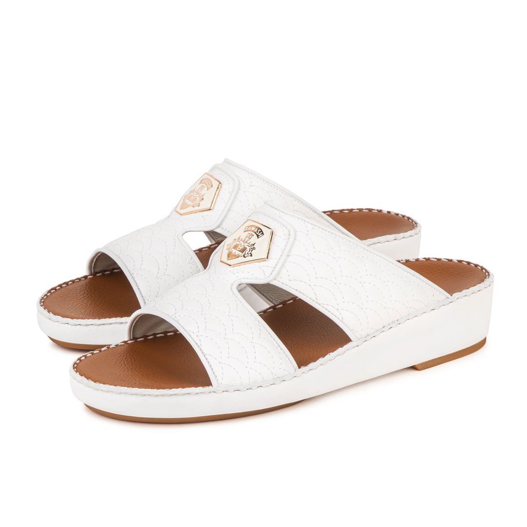 Al Tawash Chanel Stitch Sandal White Color