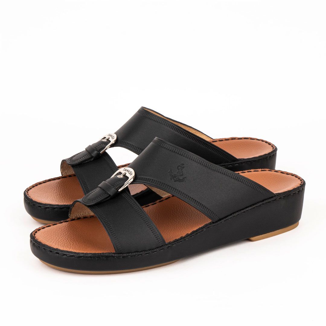 Al Tawash Calf Leather Sandal Black Color