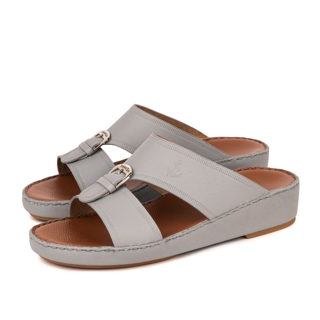 Al Tawash Calf Leather Sandal Grey Color