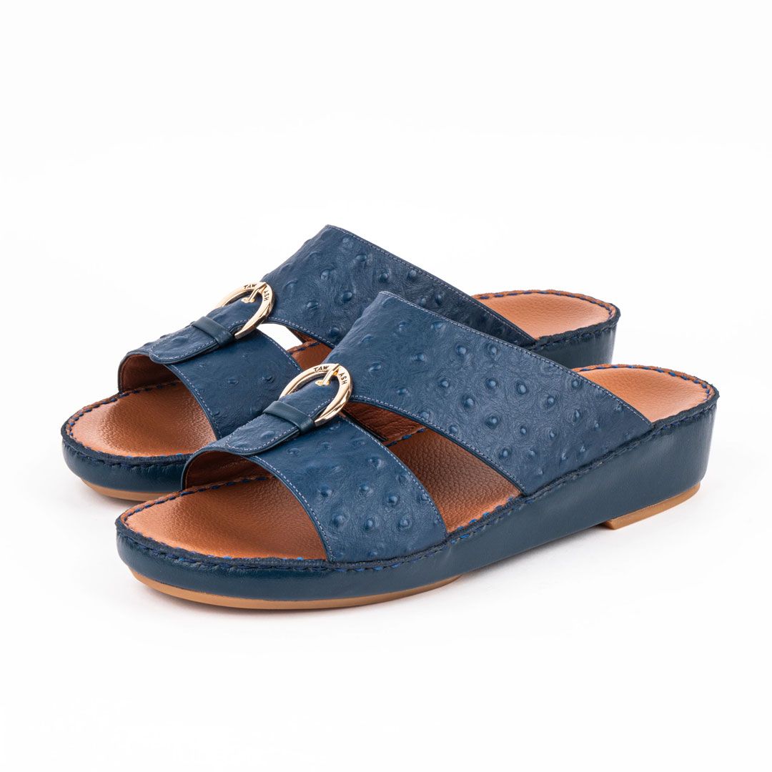 Al Tawash Ostrich Leather Sandal Blue Color
