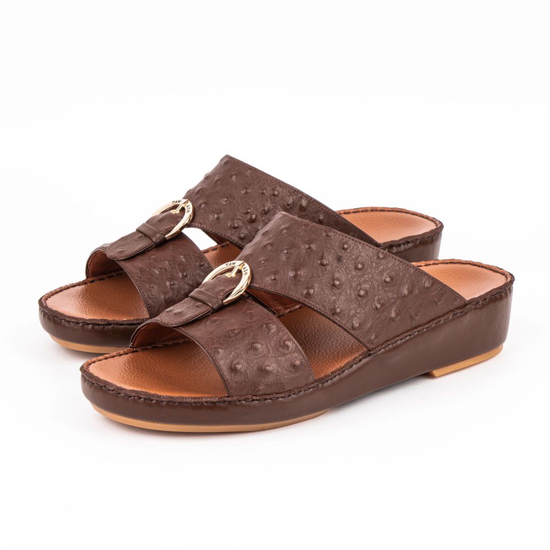 Al Tawash Ostrich Leather Sandal Brown Color